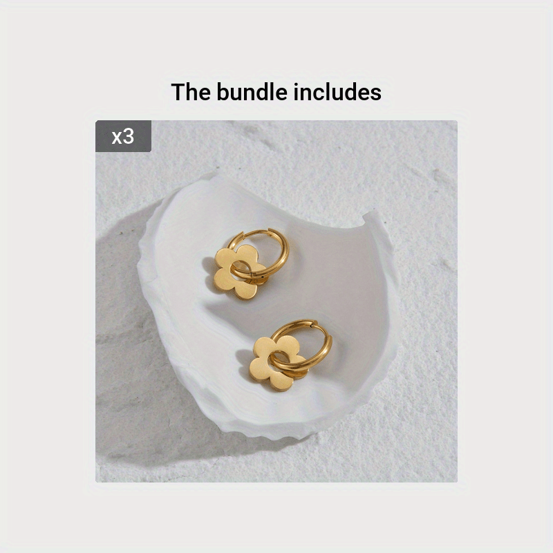 A Pair of Golden Plated Stainless Steel Vintage Earrings for Men, Trendy Stylish