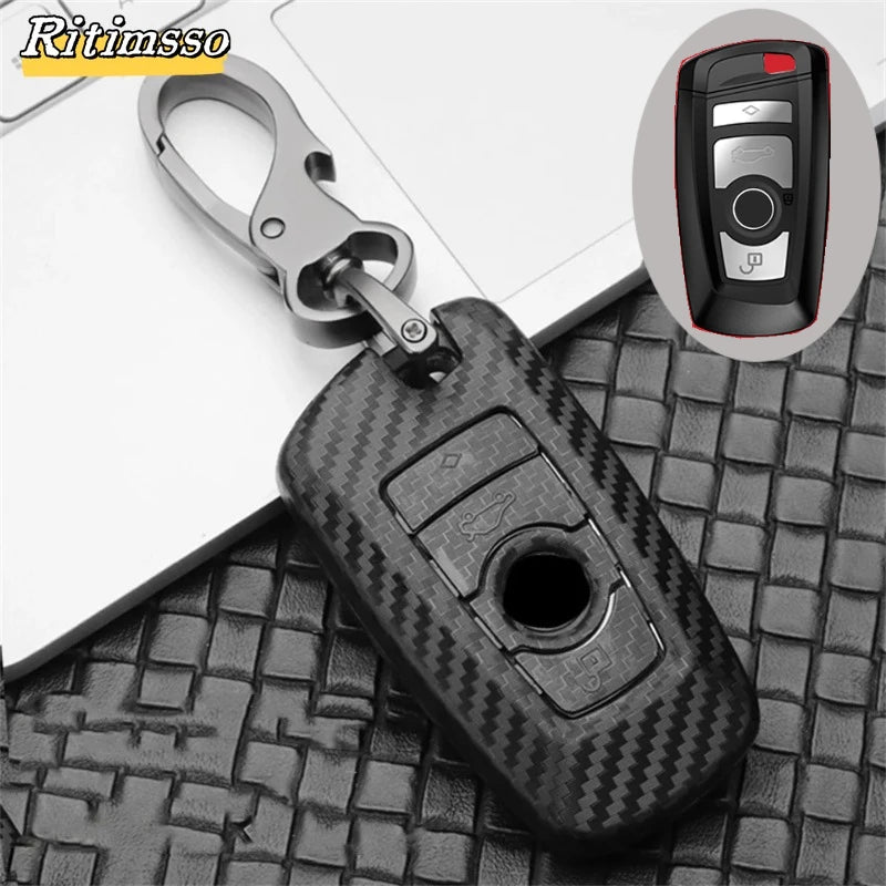 Carbon ABS Car Remote Key Case Cover For BMW 1 2 3 4 5 6 7 Series X1 X3 X4 X5 X6 F36 F25 F26 F30 F34 F10 F07 F20 Z10 G30 F15 F16