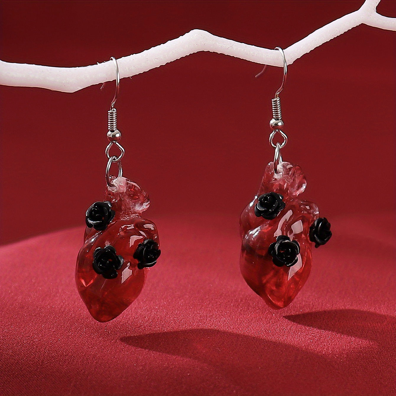 Creative Red Organ Heart Design Dangle Earrings Y2K Punk Style Resin Jewelry Creative Thing Match Daily Outfits Pick One U Prefer