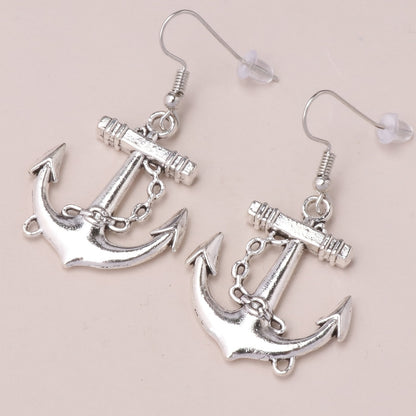 Vintage-Inspired Boat Anchor Dangle Earrings - Unique Creative Personality Gift for Women - Zinc Alloy Jewelry with Exquisite Details and Durable Construction