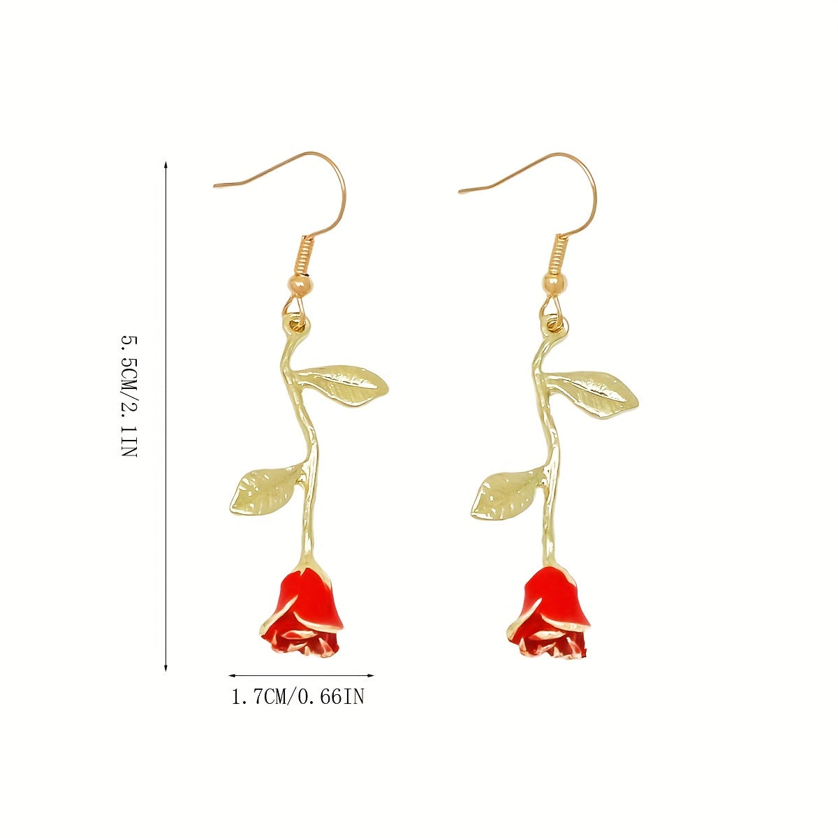 Rose Flower Design Red Dangle Earrings Sexy Cute Style Zinc Alloy Ear Jewelry Wedding Party Ornaments