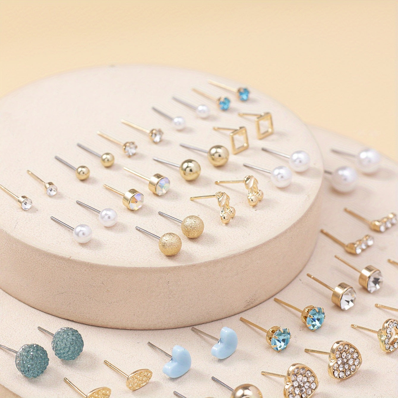 30 Pairs Assorted Multiple Stud Earrings Set For Women Heart Cherry Alloy Simple Earrings