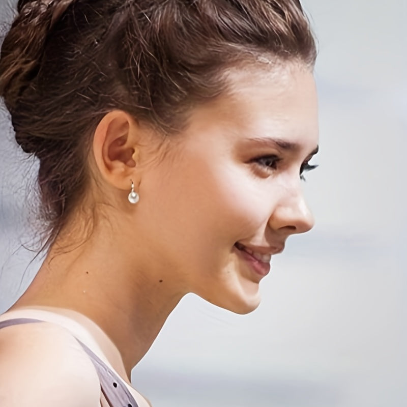 Sterling 925 Silver Jewelry With Faux Pearl Decor Hook Earrings Elegant Luxury Style Versatile Ornaments