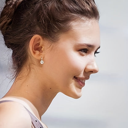 Sterling 925 Silver Jewelry With Faux Pearl Decor Hook Earrings Elegant Luxury Style Versatile Ornaments