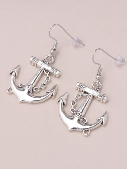 Vintage-Inspired Boat Anchor Dangle Earrings - Unique Creative Personality Gift for Women - Zinc Alloy Jewelry with Exquisite Details and Durable Construction