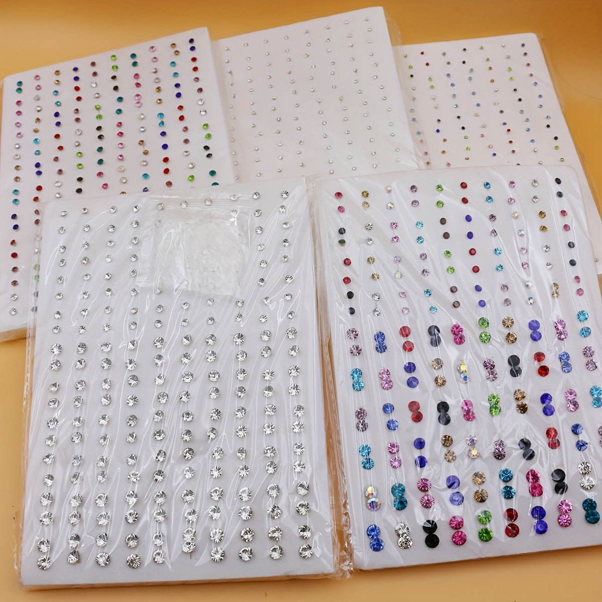 Large Set of 100 Pairs of Randomly Mixed Colorful Rhinestones Simple Fashion Shiny Plastic Glue Needle Earrings