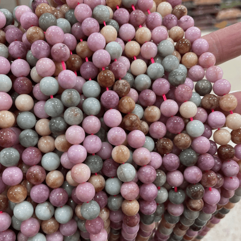 Natural Optimized Rainbow Alxa Stone Beads DIY Jewelry Accessories 6mm (0.24") -10mm (0.4") Macaron Shake Scatter Beads Round Beads For Faux Jewelry, Necklace, Earrings Bracelet Making