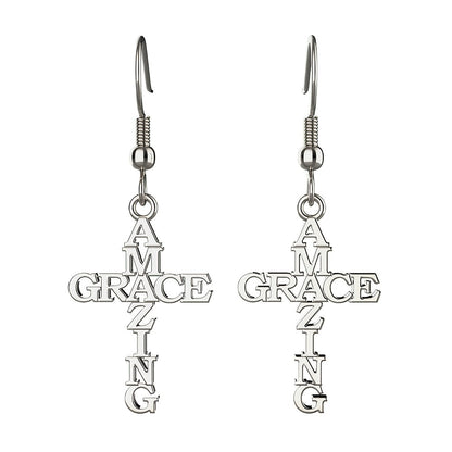 Stainless Steel Cross Heart Pendant Earrings Design Creative Elegant Dangle Earrings Silvery Plated Jewelry Women Gift, Perfect for Winter, New Year