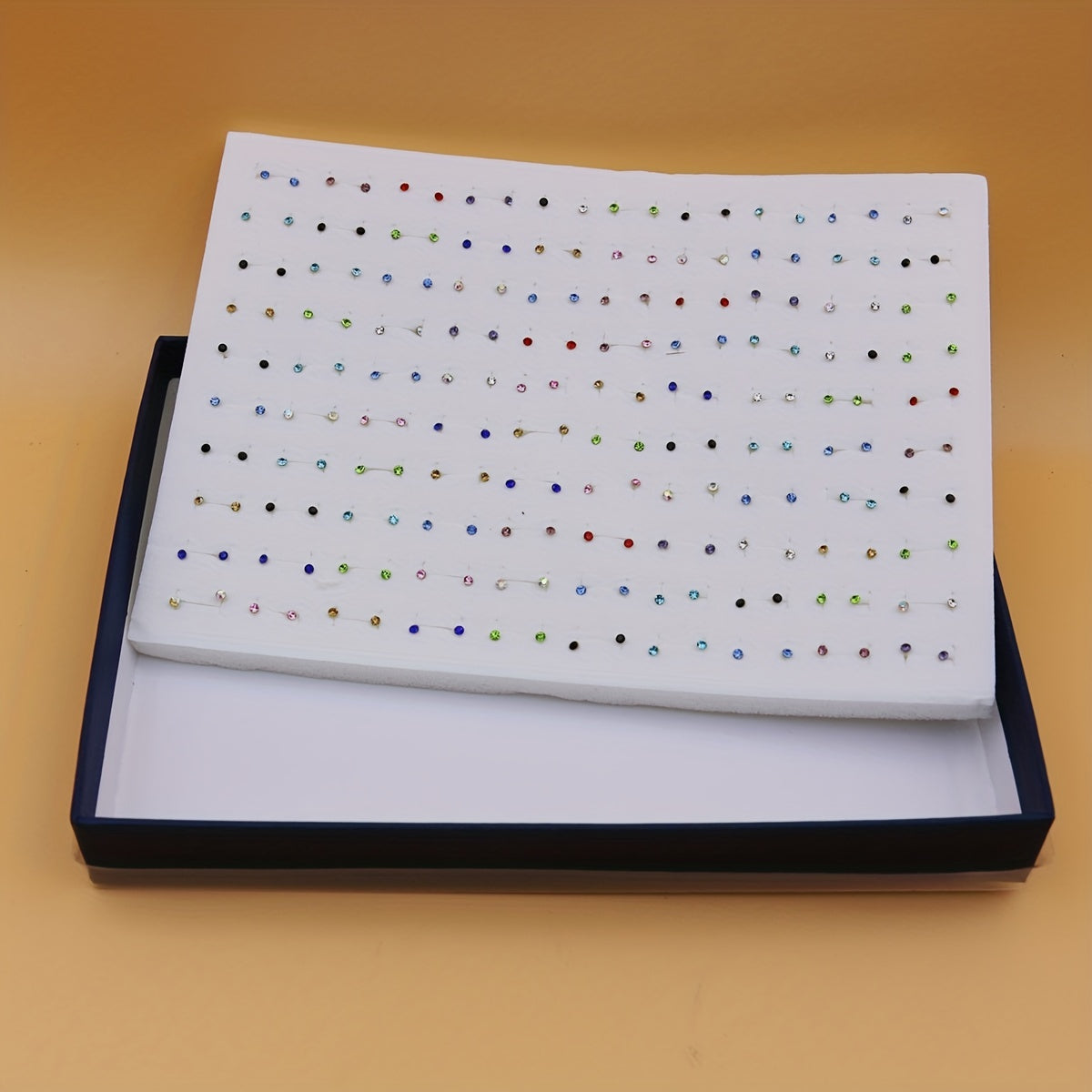 Large Set of 100 Pairs of Randomly Mixed Colorful Rhinestones Simple Fashion Shiny Plastic Glue Needle Earrings