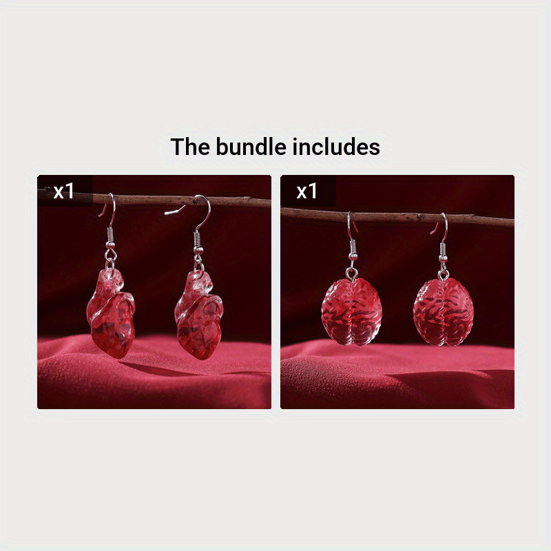 Creative Red Organ Heart Design Dangle Earrings Y2K Punk Style Resin Jewelry Creative Thing Match Daily Outfits Pick One U Prefer
