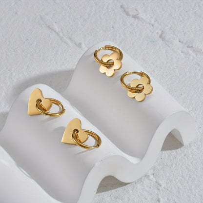 A Pair of Golden Plated Stainless Steel Vintage Earrings for Men, Trendy Stylish