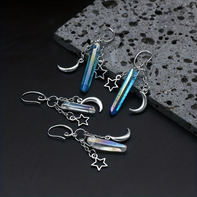 Gothic Style Moon Pendant Dangle Earrings Witch Jewelry Halloween Accessories Earrings Hook Earrings