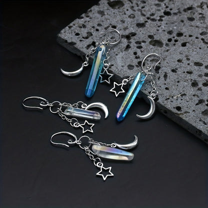 Gothic Style Moon Pendant Dangle Earrings Witch Jewelry Halloween Accessories Earrings Hook Earrings