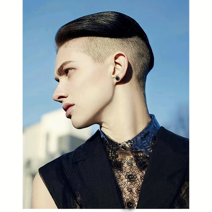 2 Pairs Stainless Steel Unisex CZ Stud Earrings - Durable Hypoallergenic, Jet Black, Sparkling Cubic Zirconia, Perfect for Men & Women