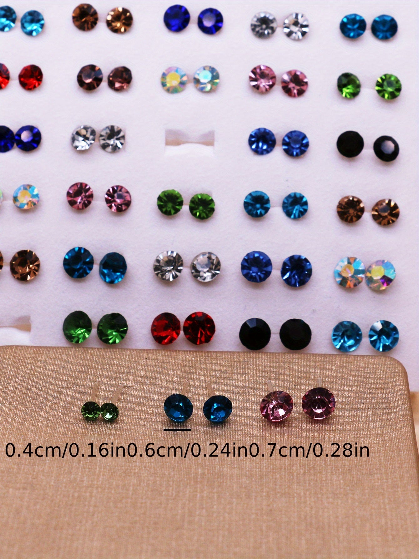 Large Set of 100 Pairs of Randomly Mixed Colorful Rhinestones Simple Fashion Shiny Plastic Glue Needle Earrings