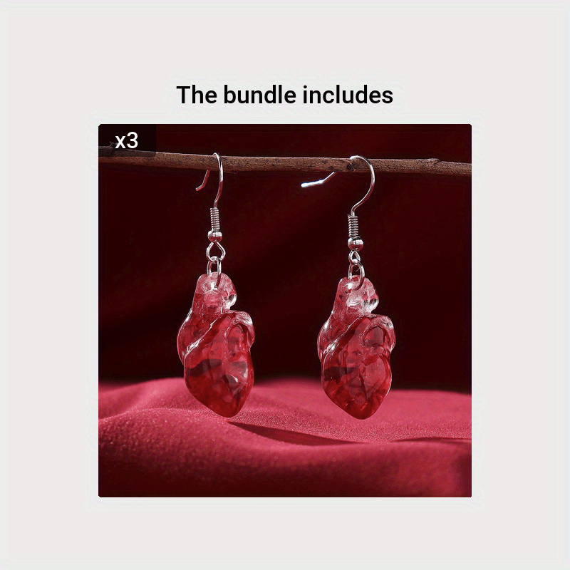 Creative Red Organ Heart Design Dangle Earrings Y2K Punk Style Resin Jewelry Creative Thing Match Daily Outfits Pick One U Prefer