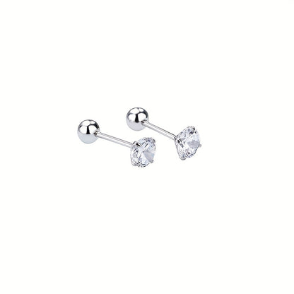 1pair Shiny Zirconia Stud Earrings - Non-Allergenic Artificial Diamonds for Girls - Perfect Gift Choice