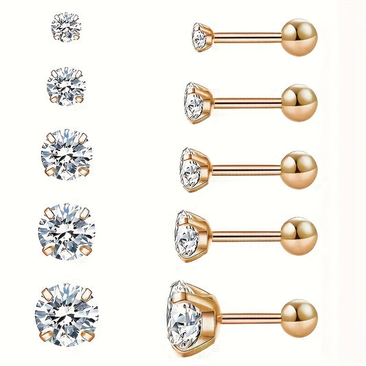 1pair Shiny Zirconia Stud Earrings - Non-Allergenic Artificial Diamonds for Girls - Perfect Gift Choice