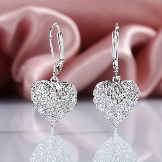 Elegant Heart Circle Earrings with Micro Paved Zirconia - Sparkling Silver-Tone, Perfect for Birthdays, Valentine'S Day, and Daily Wear, Cute Earrings