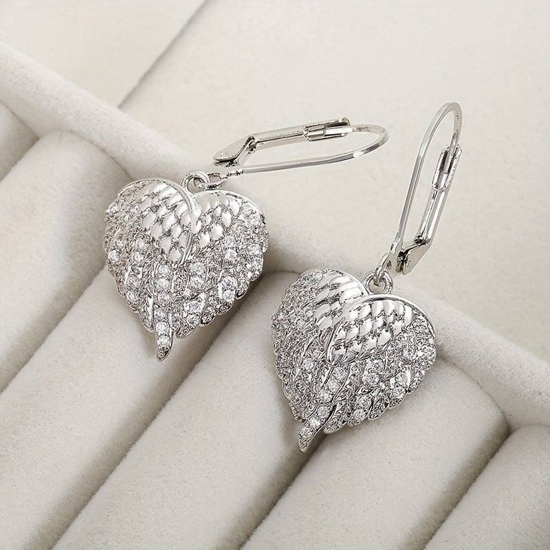 Elegant Heart Circle Earrings with Micro Paved Zirconia - Sparkling Silver-Tone, Perfect for Birthdays, Valentine'S Day, and Daily Wear, Cute Earrings