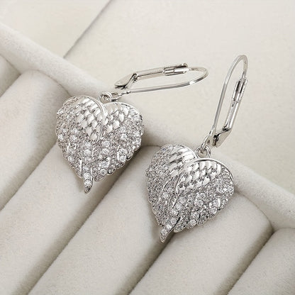 Elegant Heart Circle Earrings with Micro Paved Zirconia - Sparkling Silver-Tone, Perfect for Birthdays, Valentine'S Day, and Daily Wear, Cute Earrings