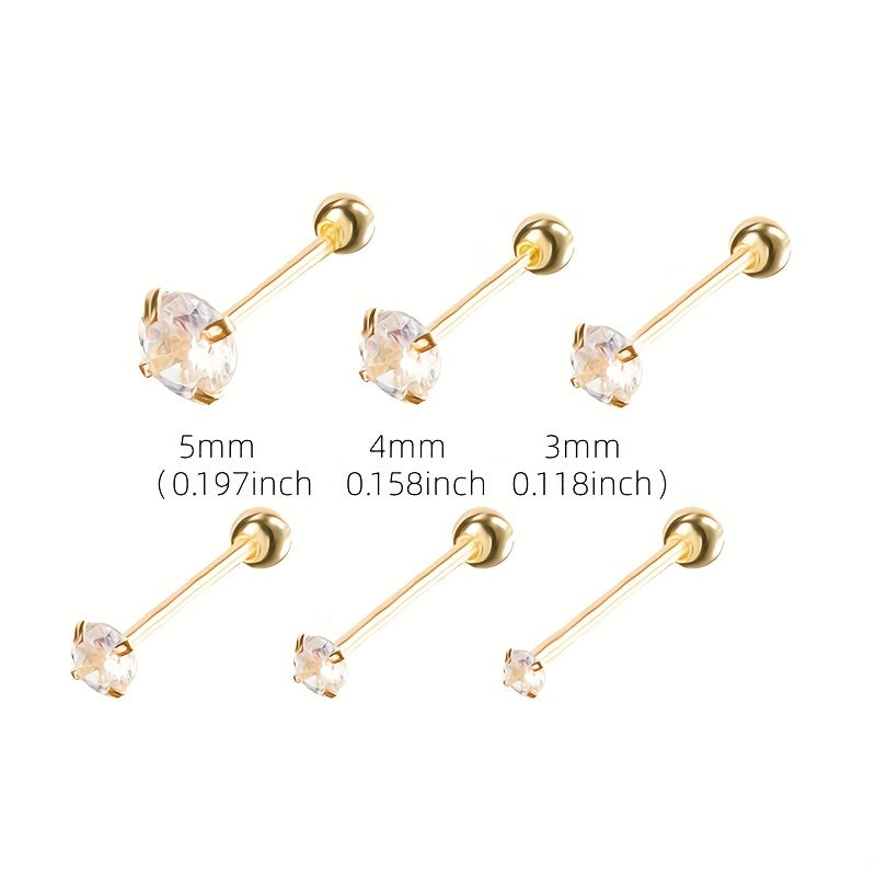 1pair Shiny Zirconia Stud Earrings - Non-Allergenic Artificial Diamonds for Girls - Perfect Gift Choice