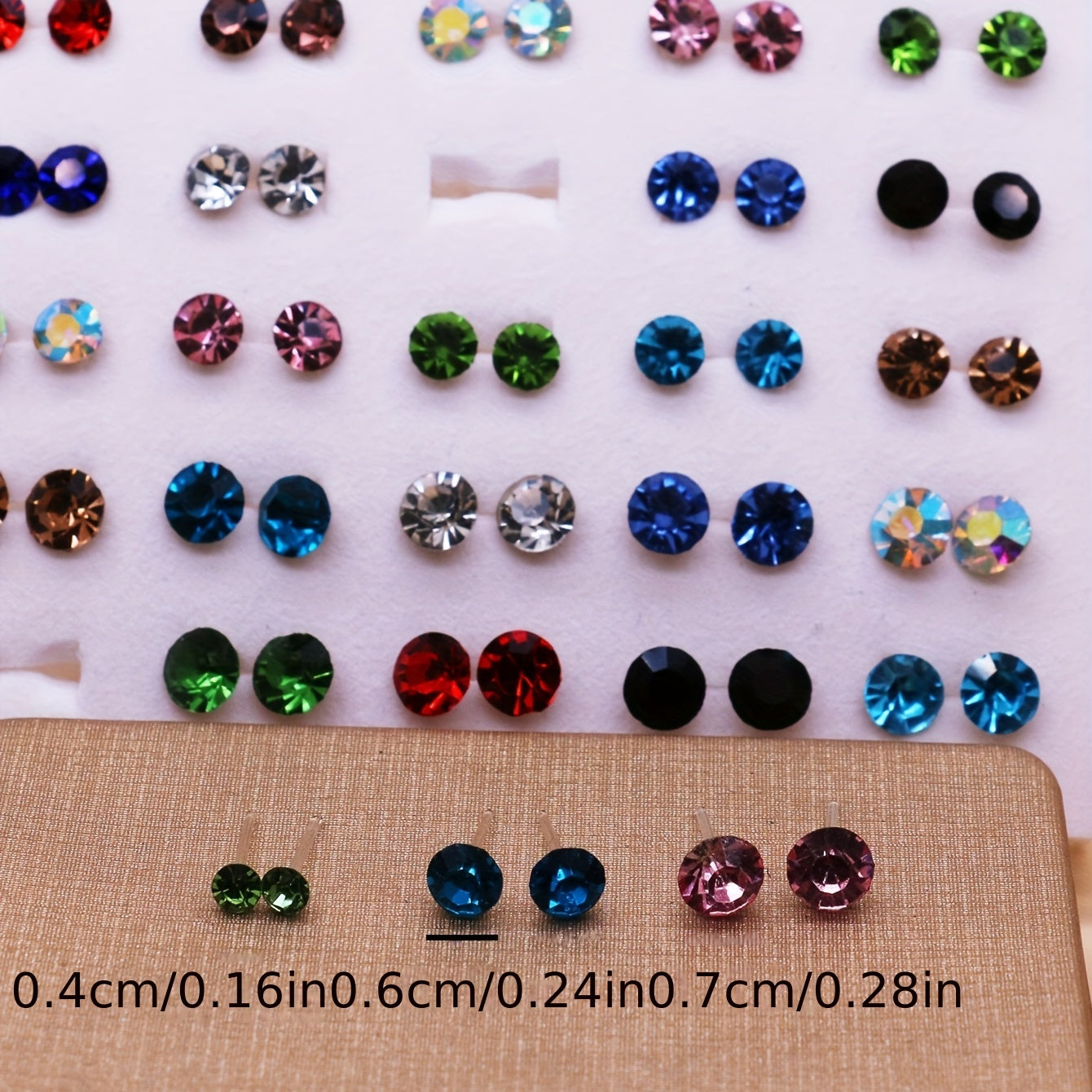 Large Set of 100 Pairs of Randomly Mixed Colorful Rhinestones Simple Fashion Shiny Plastic Glue Needle Earrings