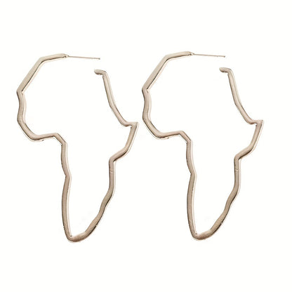 Pair of Fashionable and Exaggerated Hollow African Map Earrings