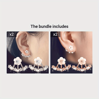 Delicate Flower Shaped Crystal Dangle Earrings - Exquisitely Crafted with Sparkling Zircon Crystals and Intricate Design - Perfect Gift Idea for Valentines Day, Christmas, and Beautiful Accessories for Girls and Women