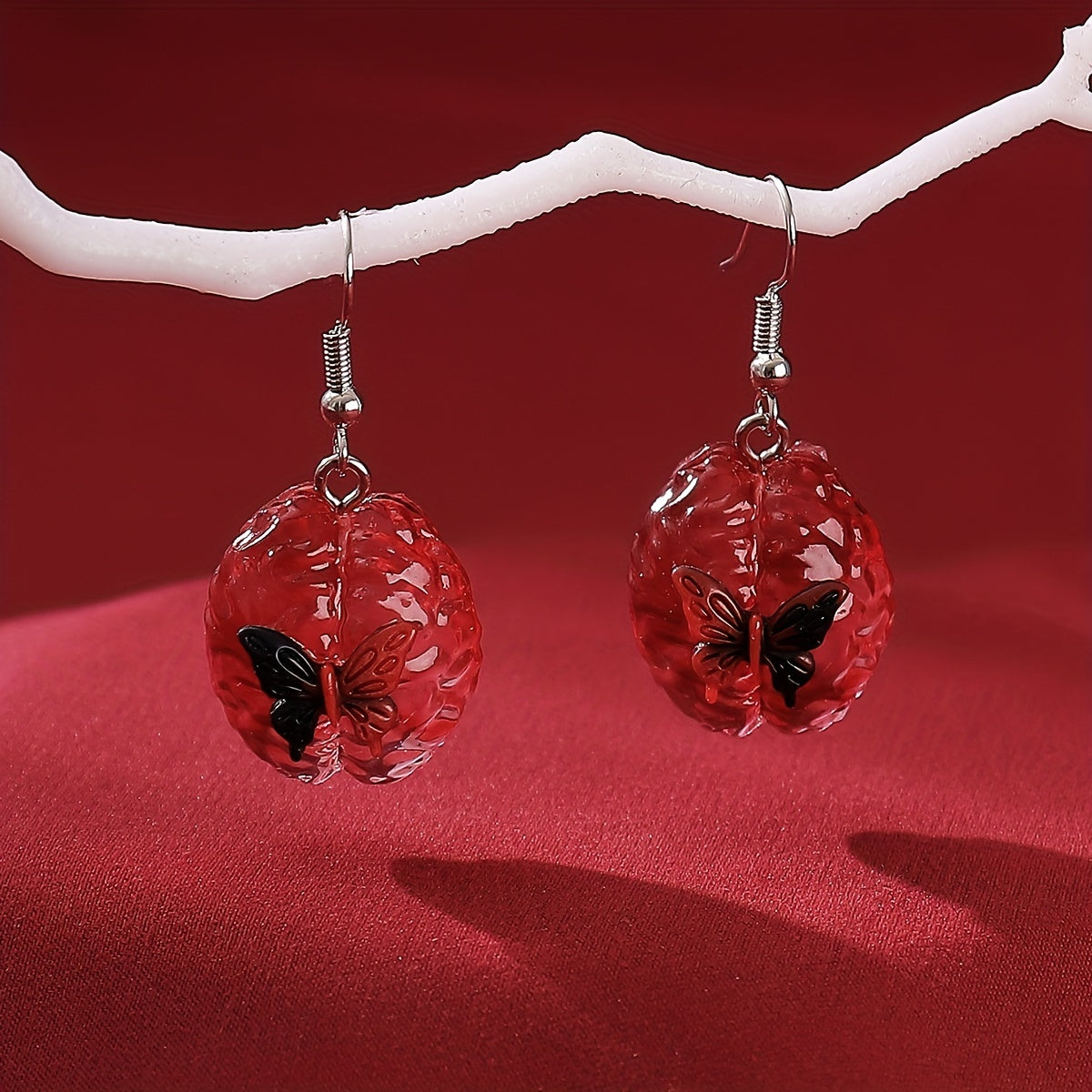 Creative Red Organ Heart Design Dangle Earrings Y2K Punk Style Resin Jewelry Creative Thing Match Daily Outfits Pick One U Prefer