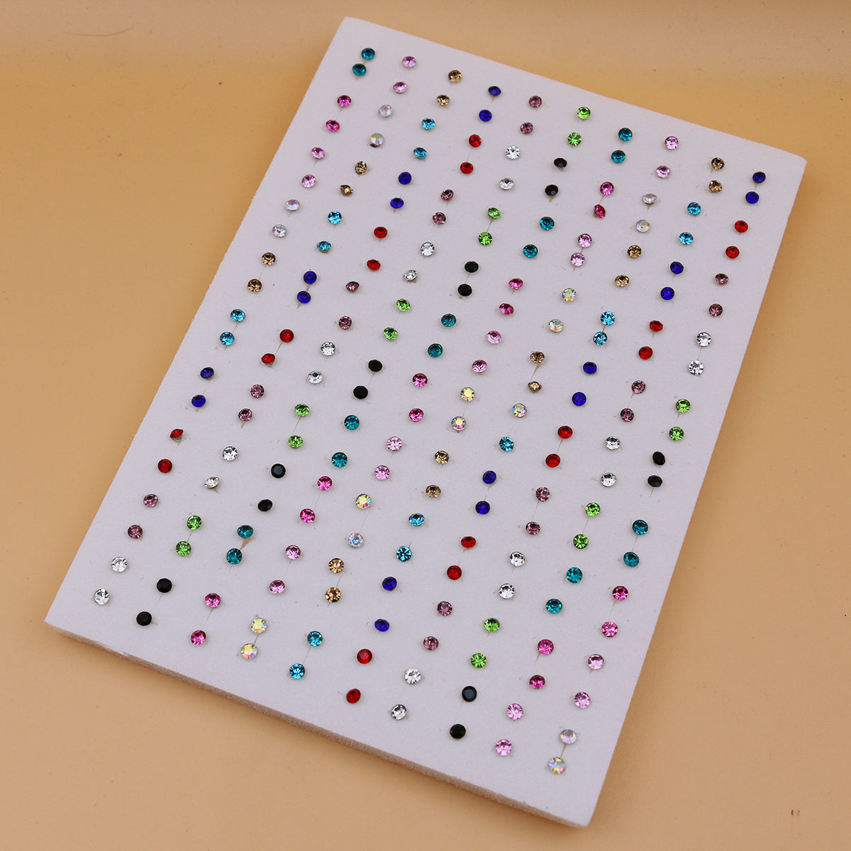 Large Set of 100 Pairs of Randomly Mixed Colorful Rhinestones Simple Fashion Shiny Plastic Glue Needle Earrings