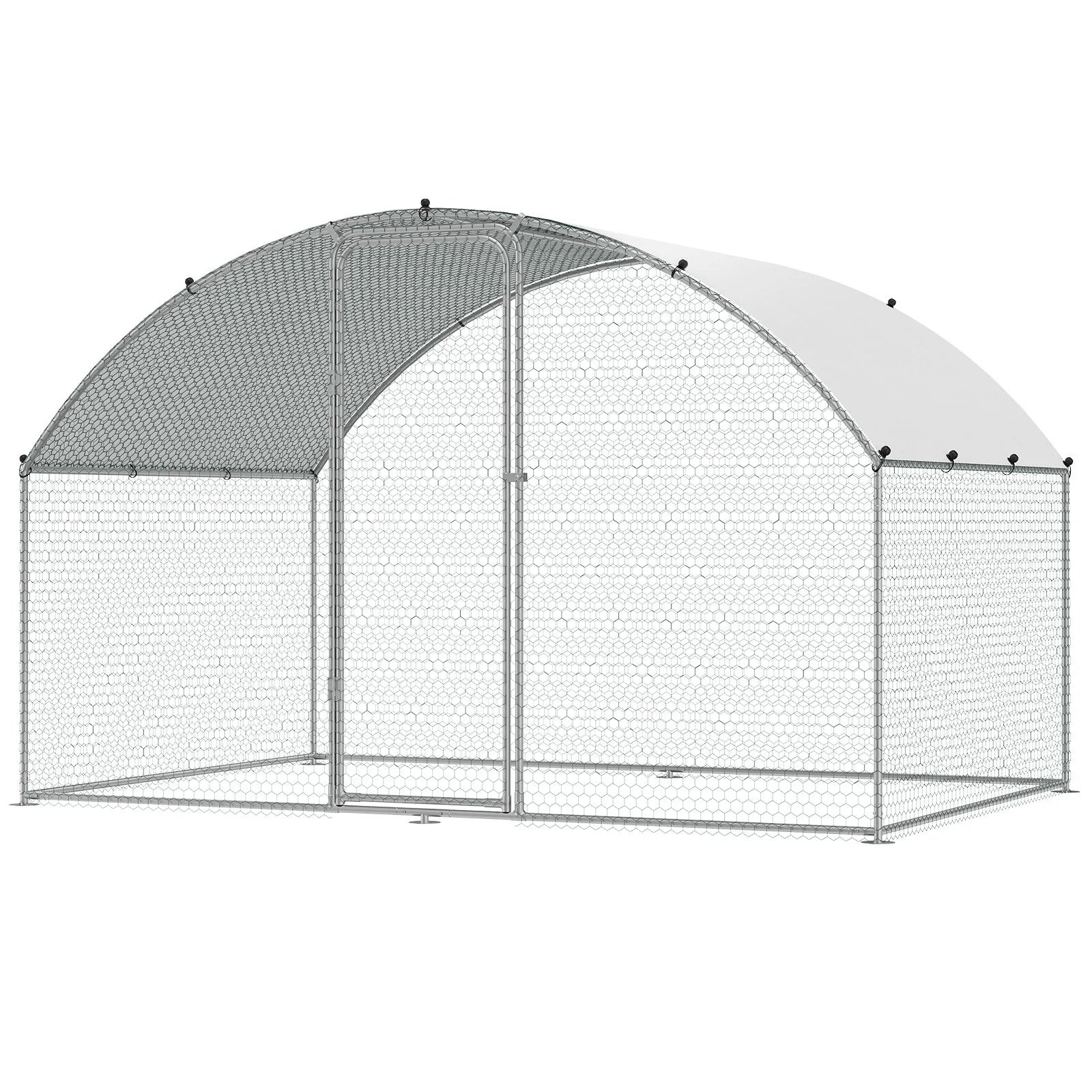 VEVOR Chicken Coop, 9.8X6.5X6.5Ft Walk-In Large Metal Chicken Run for Yard with Waterproof Cover, Doom Roof Hen House with Security Lock for Outdoor and Backyard, Farm, Duck Rabbit Cage Poultry Pen