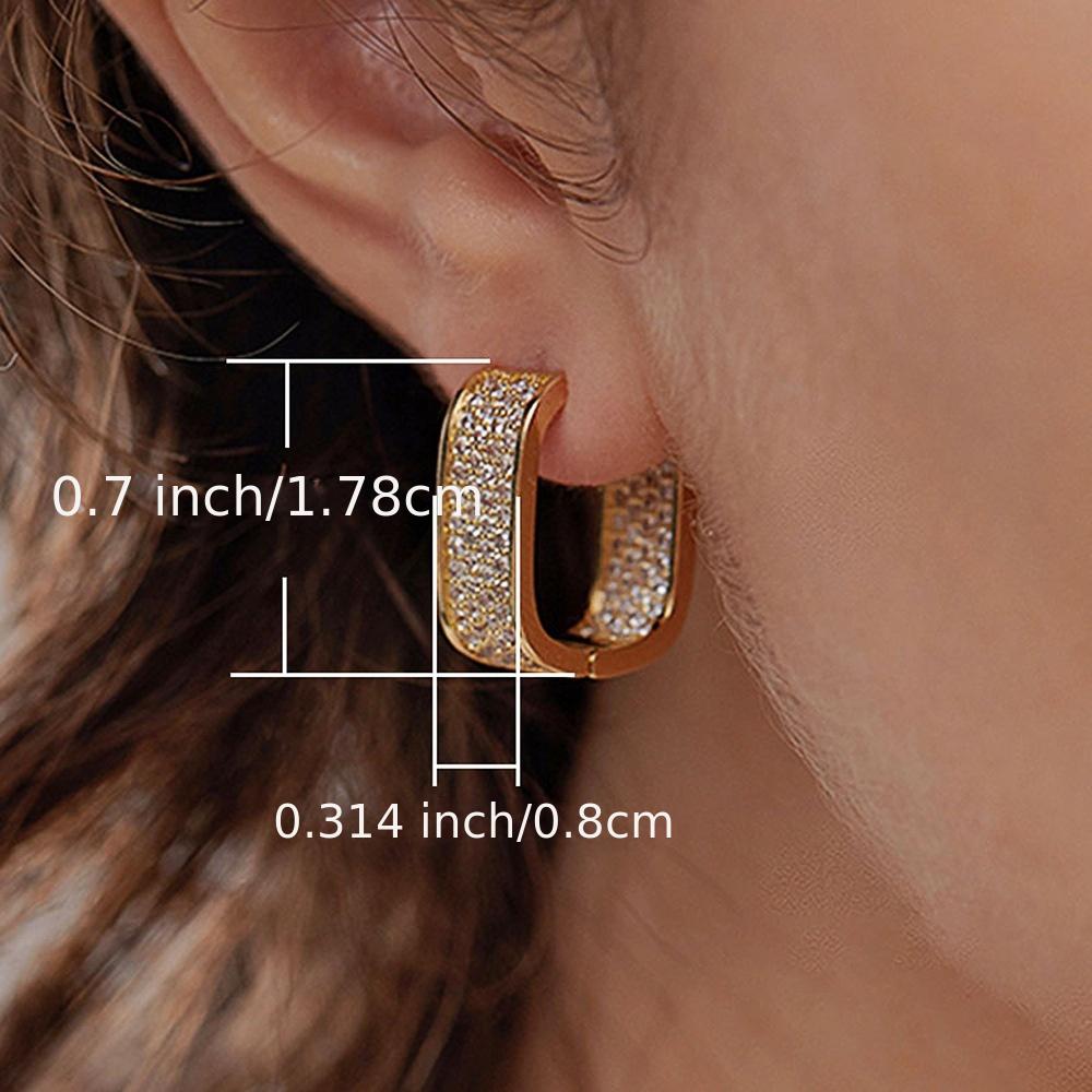 READKISS Luxury Paved CZ Hoop Earrings for Women - Sparkling April Birthstone, Copper Base, Golden Plated, Perfect for Daily Wear & Parties, Elegant Gift Idea, Cute Earrings