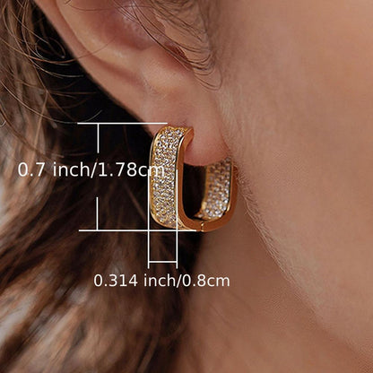 READKISS Luxury Paved CZ Hoop Earrings for Women - Sparkling April Birthstone, Copper Base, Golden Plated, Perfect for Daily Wear & Parties, Elegant Gift Idea, Cute Earrings