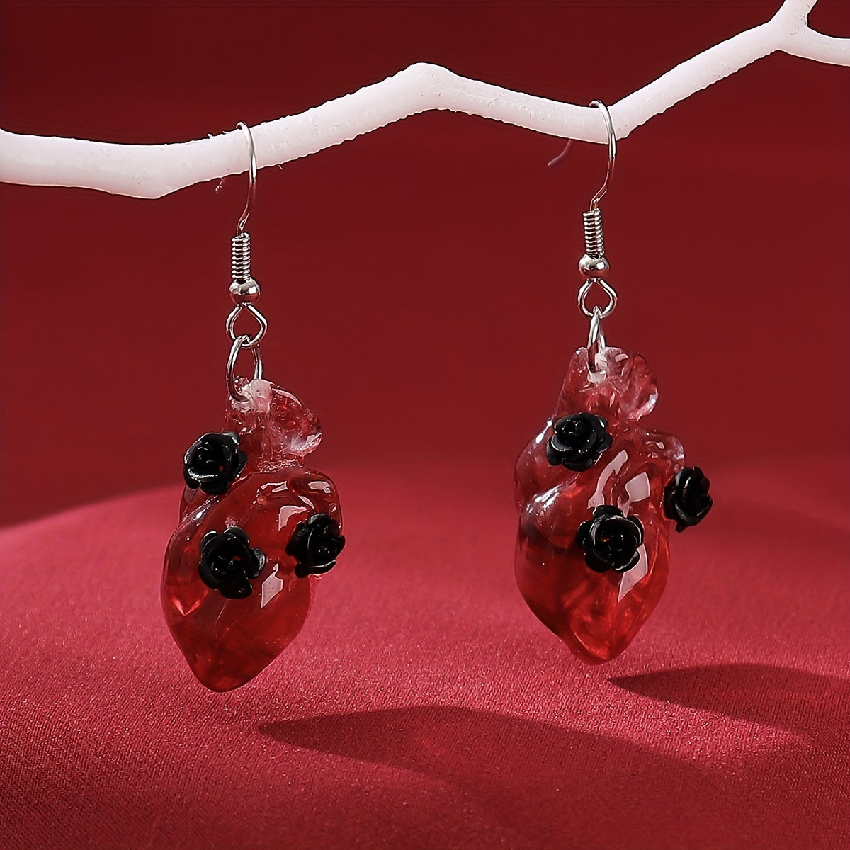 Creative Red Organ Heart Design Dangle Earrings Y2K Punk Style Resin Jewelry Creative Thing Match Daily Outfits Pick One U Prefer