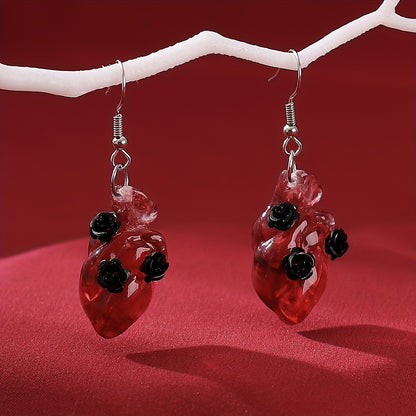 Creative Red Organ Heart Design Dangle Earrings Y2K Punk Style Resin Jewelry Creative Thing Match Daily Outfits Pick One U Prefer