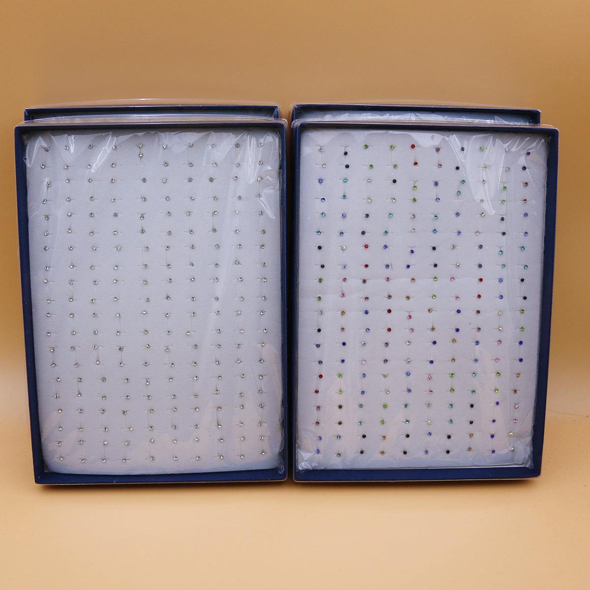 Large Set of 100 Pairs of Randomly Mixed Colorful Rhinestones Simple Fashion Shiny Plastic Glue Needle Earrings