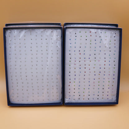 Large Set of 100 Pairs of Randomly Mixed Colorful Rhinestones Simple Fashion Shiny Plastic Glue Needle Earrings