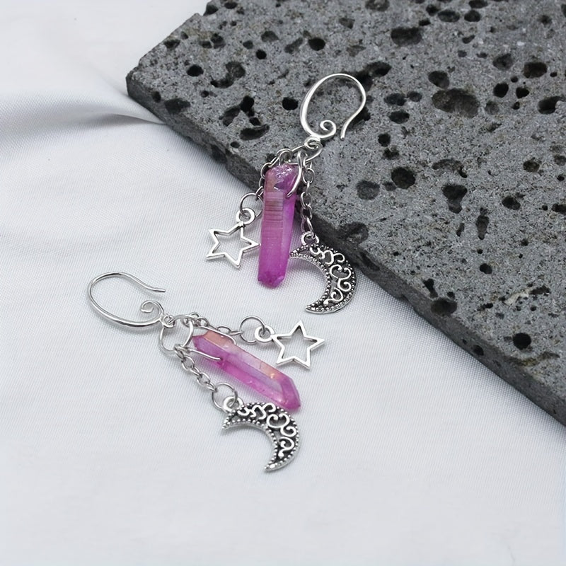 Gothic Style Moon Pendant Dangle Earrings Witch Jewelry Halloween Accessories Earrings Hook Earrings