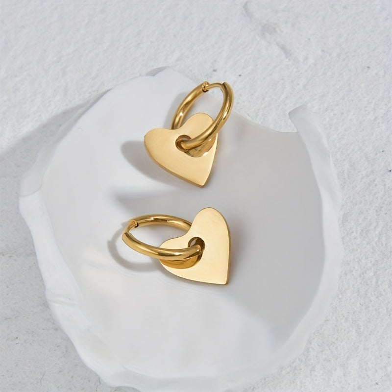 A Pair of Golden Plated Stainless Steel Vintage Earrings for Men, Trendy Stylish