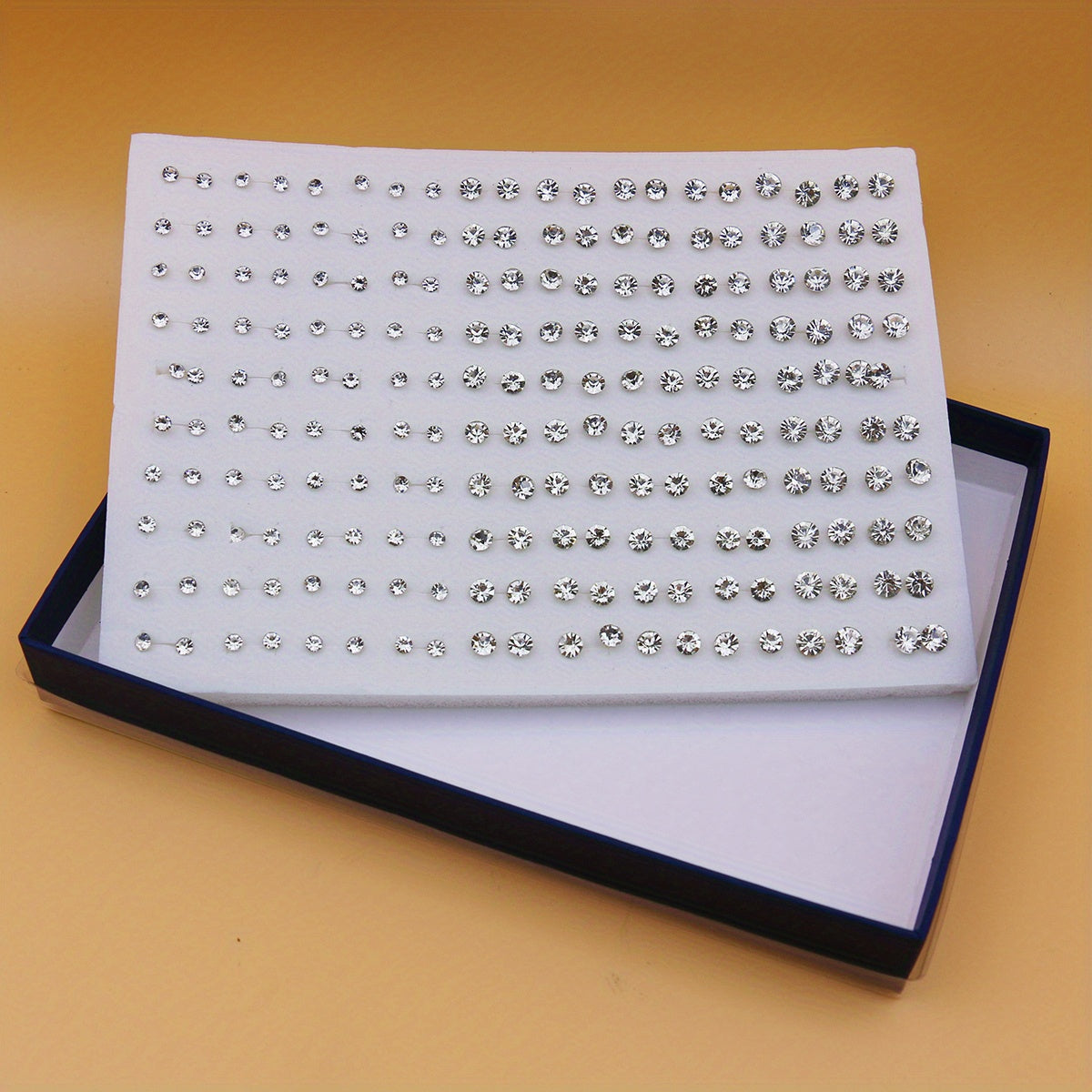 Large Set of 100 Pairs of Randomly Mixed Colorful Rhinestones Simple Fashion Shiny Plastic Glue Needle Earrings