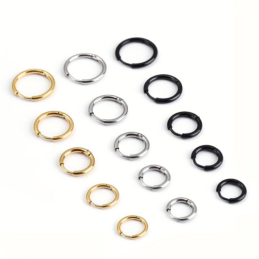 5pcs Stainless Steel Earrings Round Wire Earrings Hooks Loop Drop Dangles Set, Huggie Hoop Earring Hooks For Men