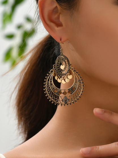 Hollow Retro Bohemian Dangle Earrings Zinc Alloy Jewelry Exquisite Gift For Women Holiday Party Engagement