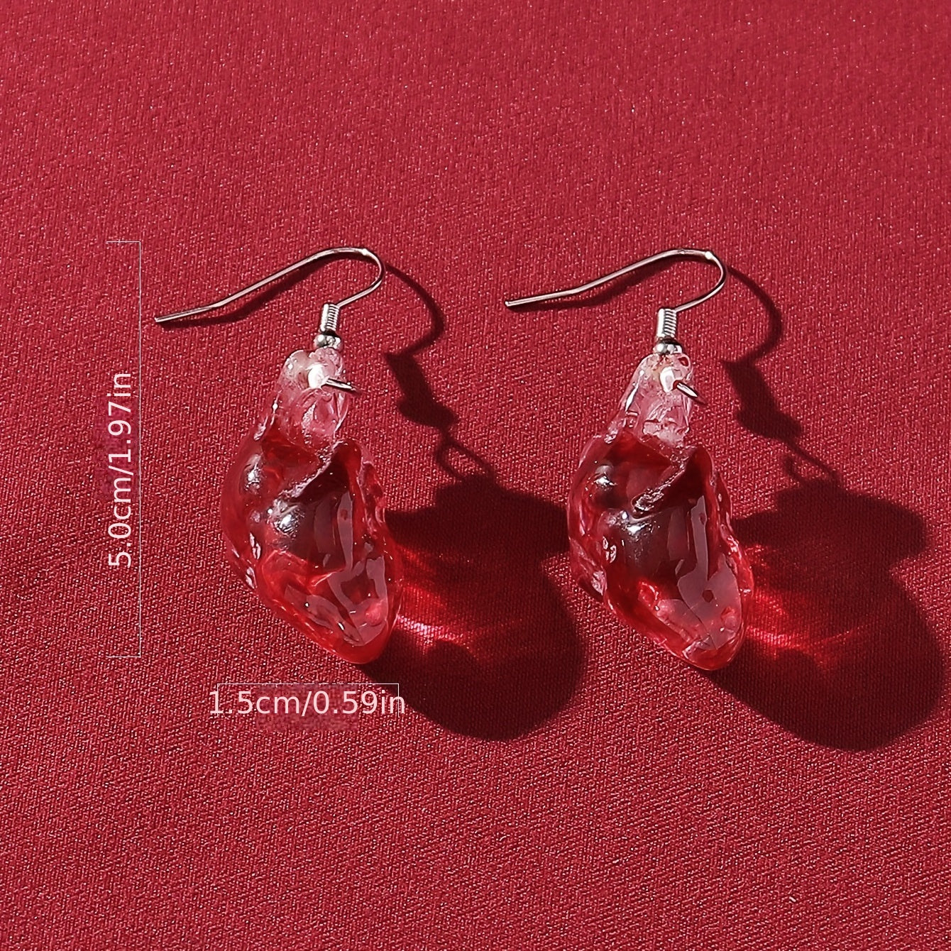 Creative Red Organ Heart Design Dangle Earrings Y2K Punk Style Resin Jewelry Creative Thing Match Daily Outfits Pick One U Prefer