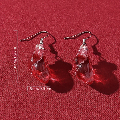 Creative Red Organ Heart Design Dangle Earrings Y2K Punk Style Resin Jewelry Creative Thing Match Daily Outfits Pick One U Prefer