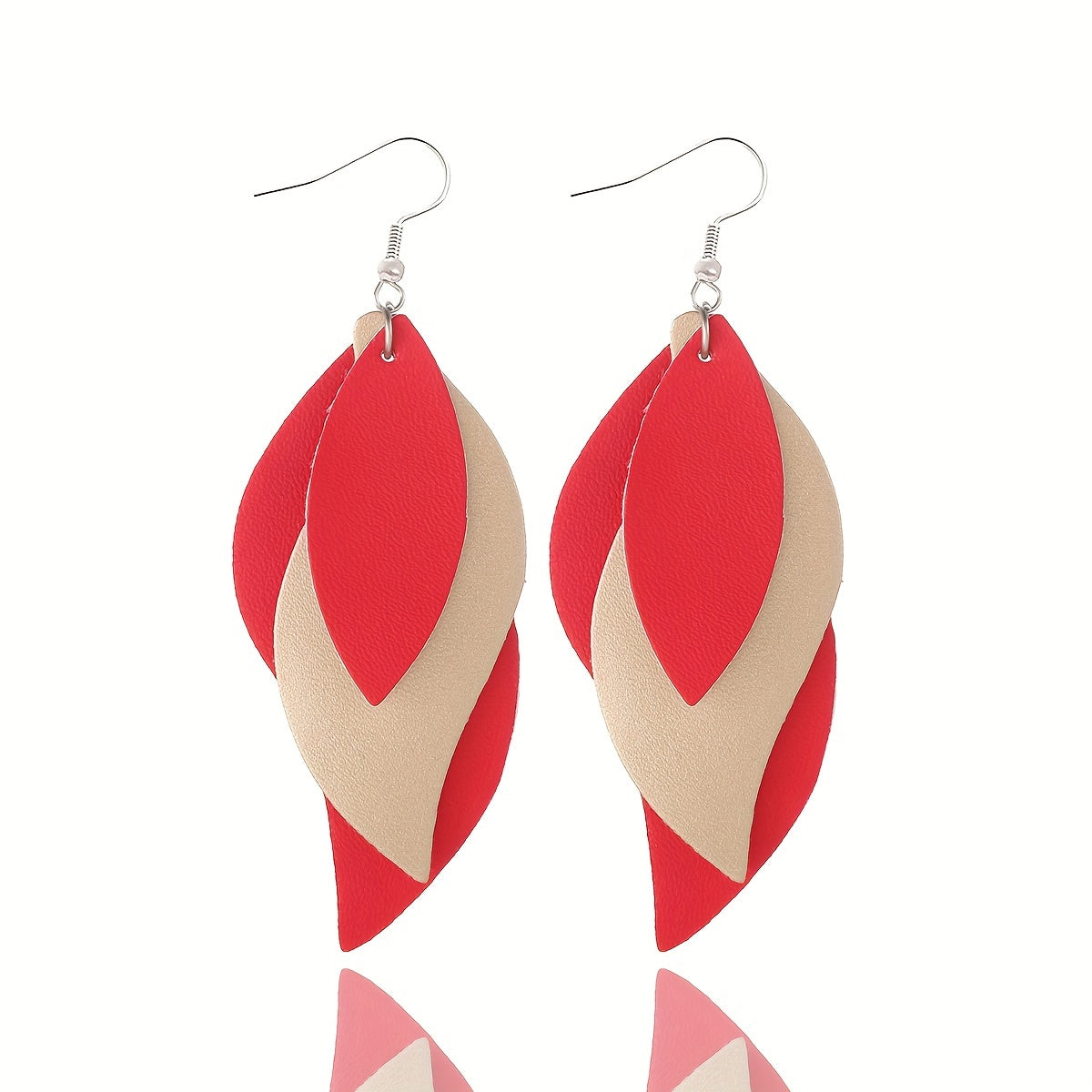 3-layer Vintage Leaf-Inspired Dangle Earrings - Chic PU Leather Craftsmanship - Ideal Fashion Accessory for Women's Everyday & Casual Outings