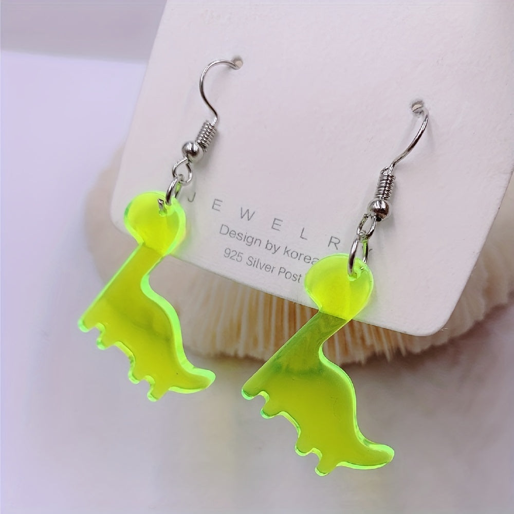 Cute Cartoon Dinosaur Acrylic Earrings - Add Some Fun To Your Look!