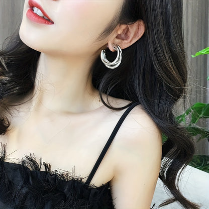 Glossy C-Shaped Hoop Earrings - Trendy Iron Jewelry for Women - All-Match Ear Ornaments - Sexy and Luxurious Style - Perfect Gift Idea