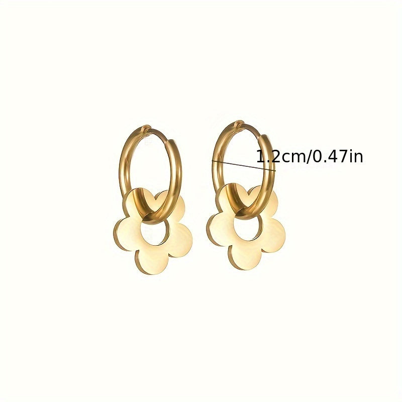 A Pair of Golden Plated Stainless Steel Vintage Earrings for Men, Trendy Stylish