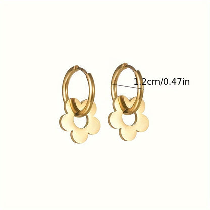 A Pair of Golden Plated Stainless Steel Vintage Earrings for Men, Trendy Stylish